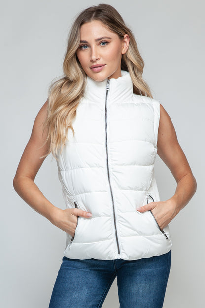 Snobbish Zip Up Turtleneck Vest with Pockets - Fashions Envy