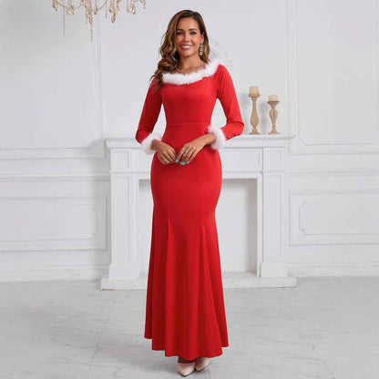 Red Christmas Dress - Elegant Velvet Holiday Party Dress - Fashions Envy