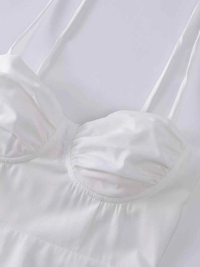 Sweetheart Neck Tie-Strap Ruffle Hem Maxi Dress