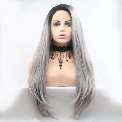 13*3" Lace Front Wigs Synthetic Long Straight 24" 130% Density - Fashions Envy