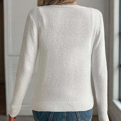 Button-Front Cardigan - V-Neck Knit Sweater