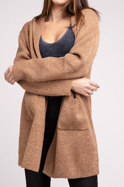 Hooded Open Front Sweater Cardigan - Fashions Envy