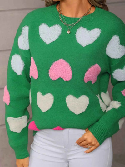 Fuzzy Heart Sweater - Valentine's Day Knit Pattern - Fashions Envy