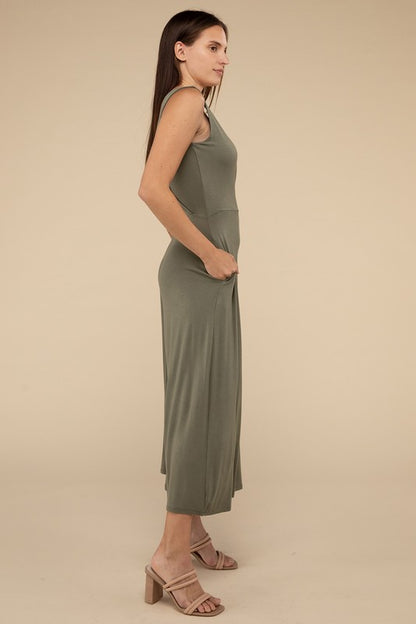 Surplice Neckline Sleeveless Relaxed Jumpsuit