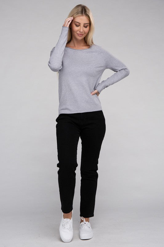 Long Sleeve Viscose Round Neck Basic Sweater