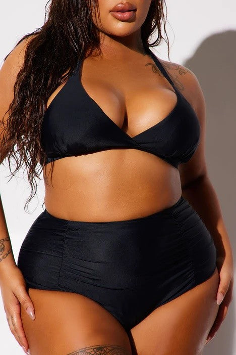 Plus Size High Waist with Ruched Front Bikini Swimsuit