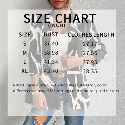 Women's Abstract Print Blazer - Button Front Office Jacket - Fashions Envy