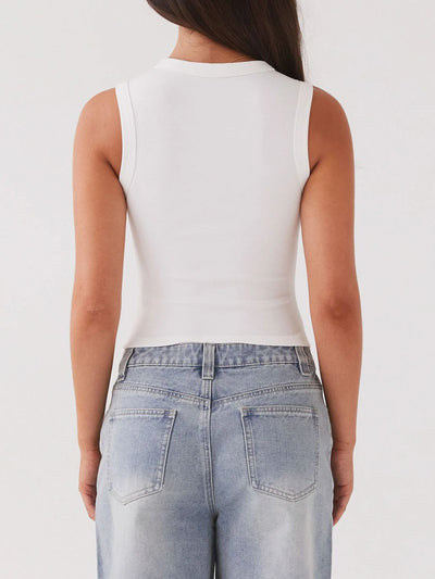 Lovelet Button Up Round Neck Tank Top