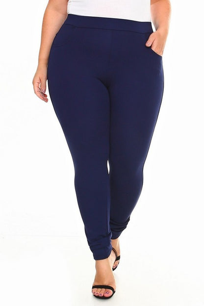 Plus Size Skinny Fit Casual Ponte Pants