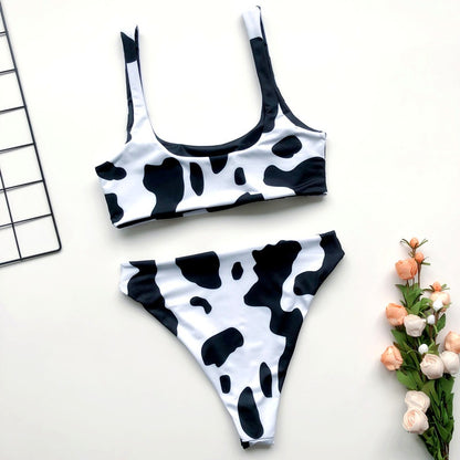 Cow Print Bikini - Mini Vest Style Swimwear