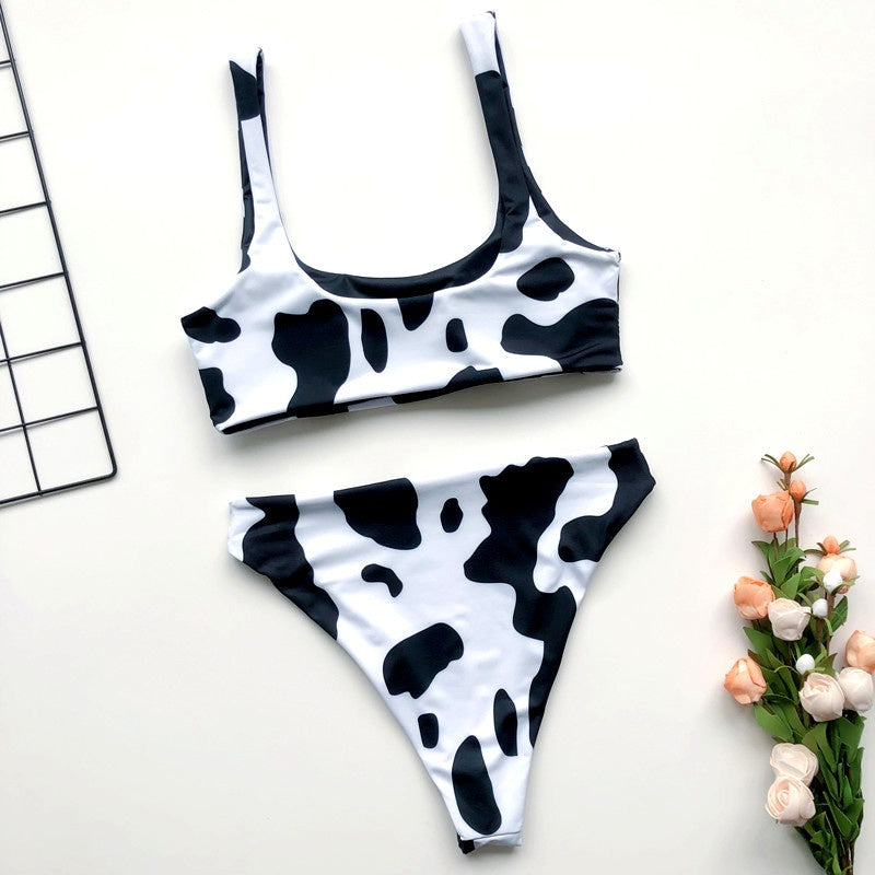 Cow Print Bikini - Mini Vest Style Swimwear