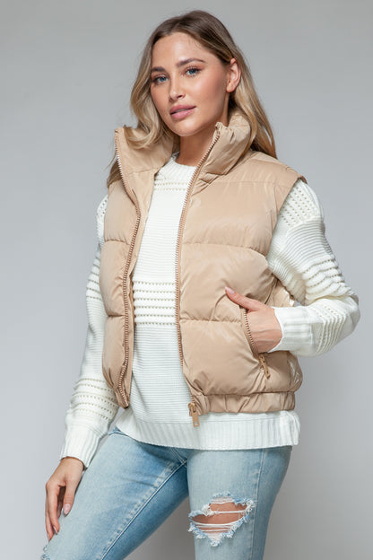 Iced Coffee Fine Fur Lining Quilted Vest