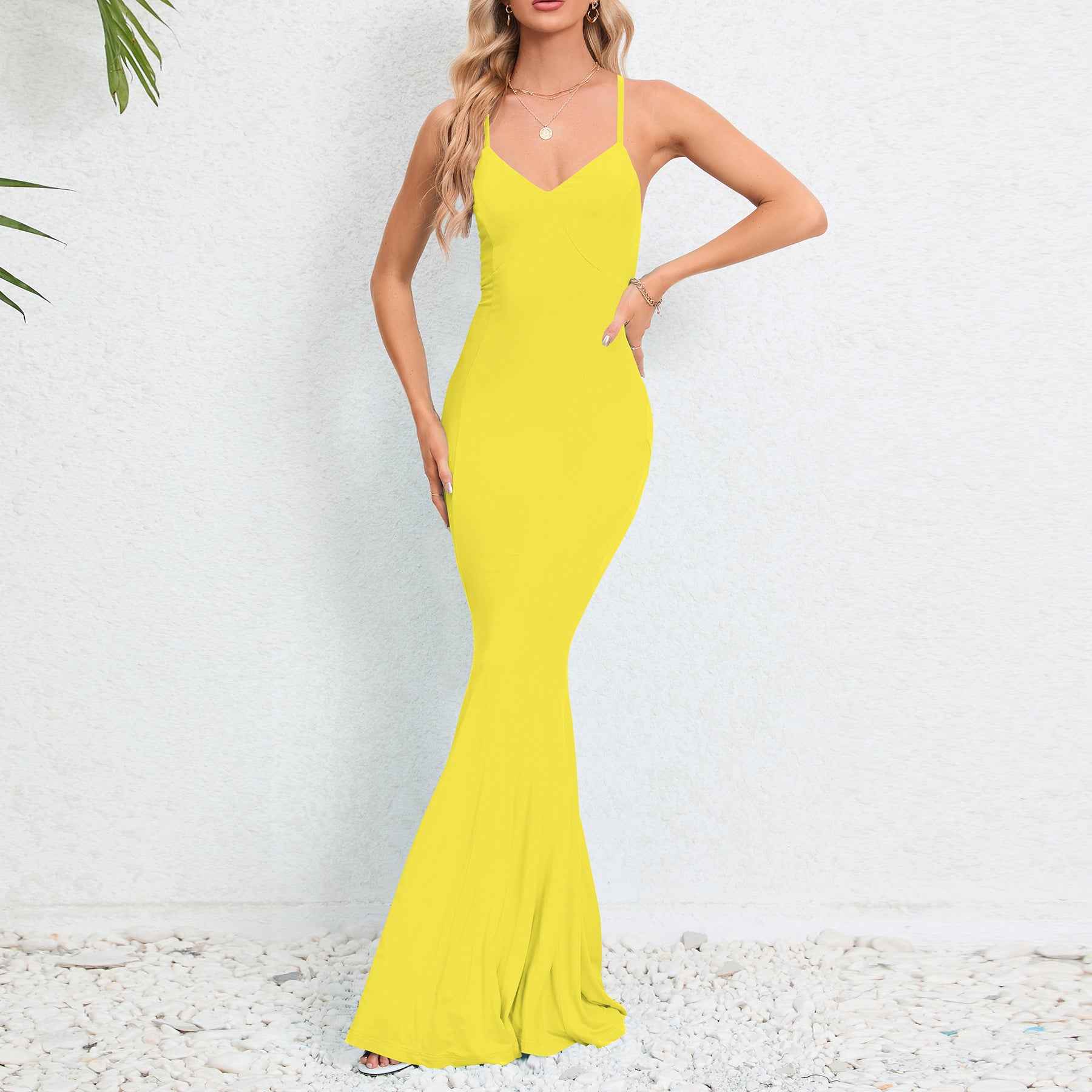 Floral Spaghetti Strap Maxi Dress - V-Neck Flowy Sleeveless