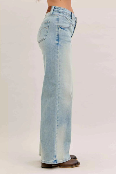 Judy Blue High Waist Column Straight Jeans - Medium Wash