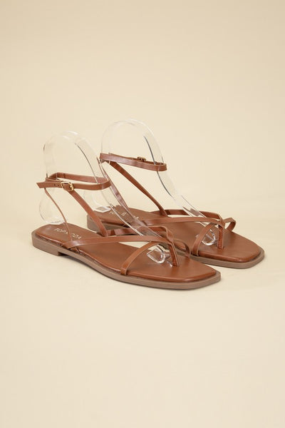 Squared Off Open Toe Flat Sandals
