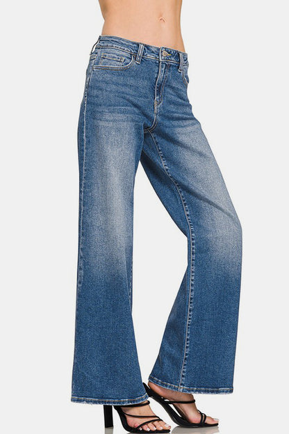 High Rise Zenana Wide Leg Jeans with Pockets