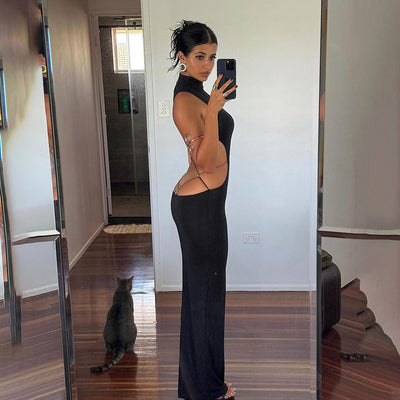 Strappy Back Maxi Dress - Backless Bodycon Evening Gown