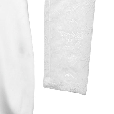White Sweetheart Neck Maxi Dress - Lace Spliced Long Sleeve Bodycon