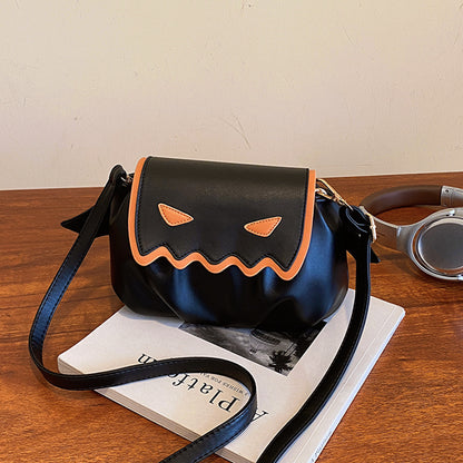 Halloween Pumpkin Crossbody Bag - Cartoon Shoulder Bag with Wings