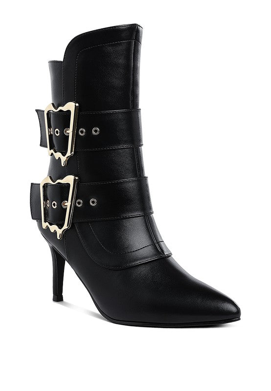 Ebera Chunky Buckle Strap Ankle Boots