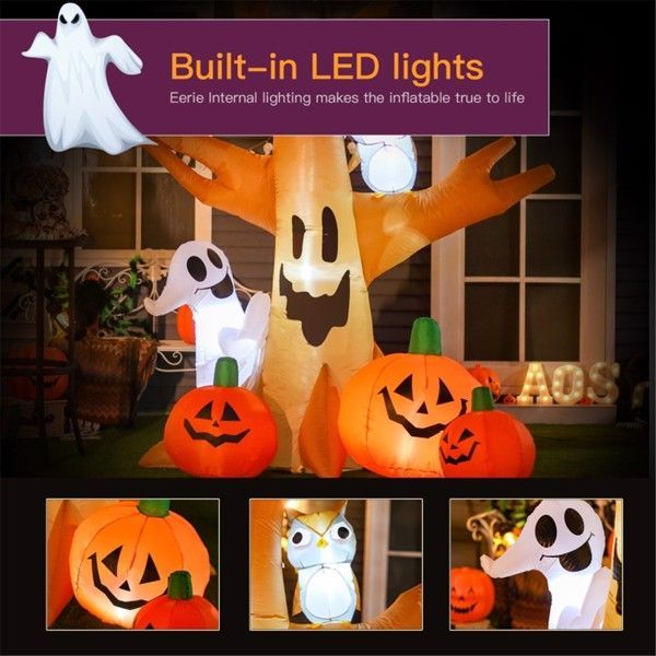 7.5ft Scary Ghost Tree with Owl - Halloween Inflatable - Fashions Envy