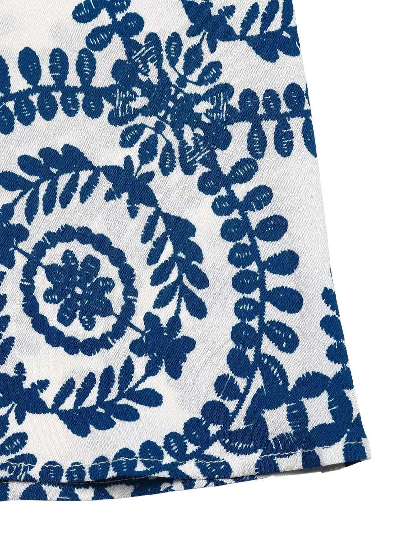 Floral Halter Maxi Dress - Tie Neck Blue Print