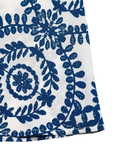 Floral Halter Maxi Dress - Tie Neck Blue Print