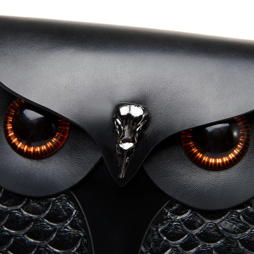 Owl Crossbody Bag - Black Leather Mini Design - Fashions Envy