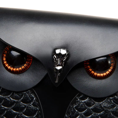 Owl Crossbody Bag - Black Leather Mini Design - Fashions Envy