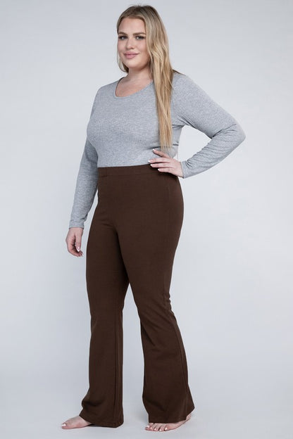 Plus Everyday Elastic Waist Flare Bottoms