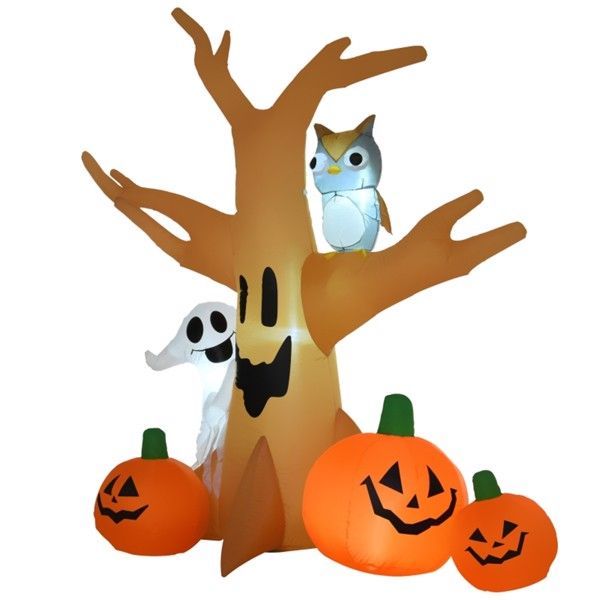 7.5ft Scary Ghost Tree with Owl - Halloween Inflatable - Fashions Envy