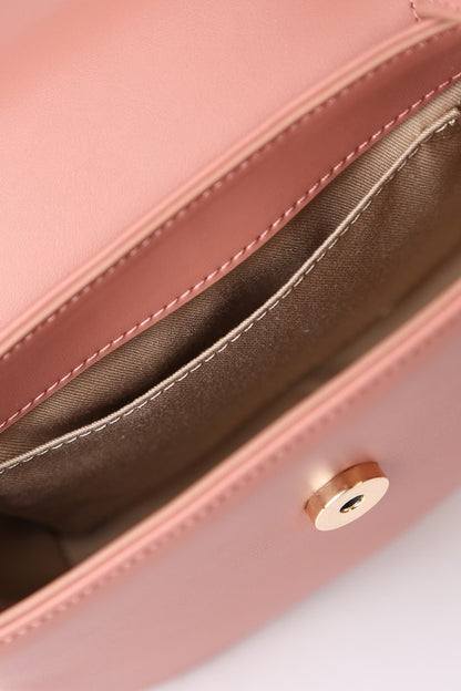 Textured PU Vegan Leather Dust Pink Crossbody Mini Bag