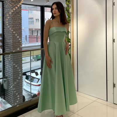 Satin Suspender Dress - Sleeveless Evening Gown - Fashions Envy