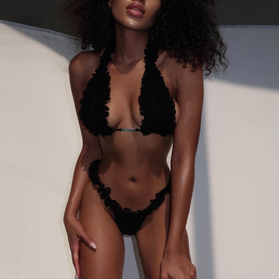 Lace Bikini Set - Strapless Split Swimsuit