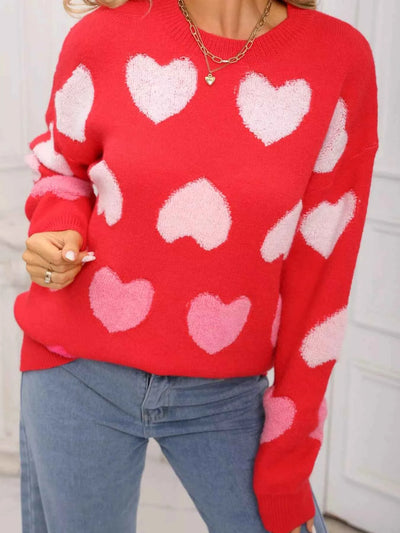 Fuzzy Heart Sweater - Valentine's Day Knit Pattern - Fashions Envy