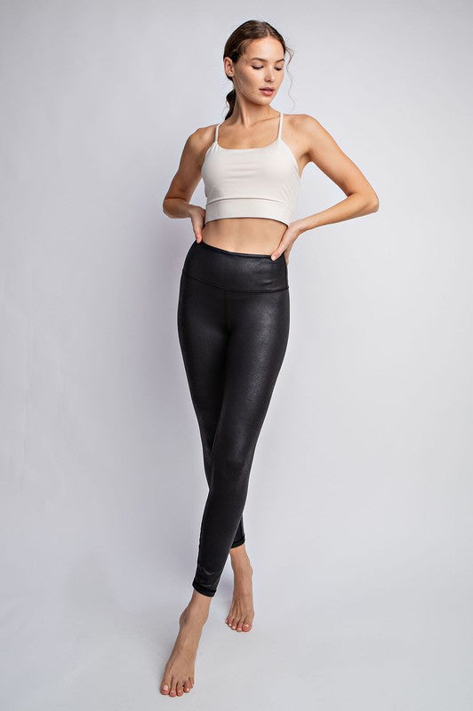 PU Chintz Full-Length Fitted Leggings