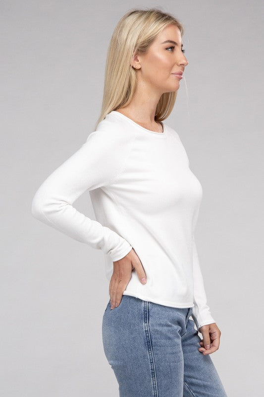 Long Sleeve Viscose Round Neck Basic Sweater