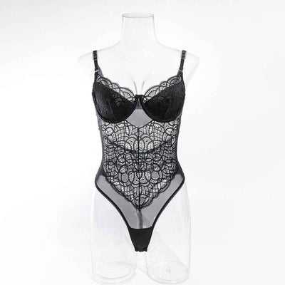 Hollow-out Lace Shaping Bodysuit - Going Out Top