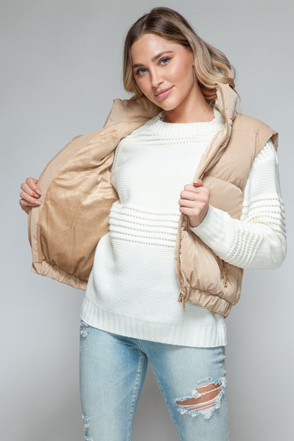 Iced Coffee Fine Fur Lining Quilted Vest