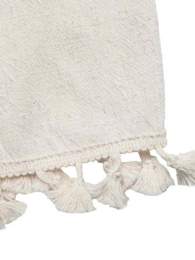 Tie Strap Romper - Frill Tassel Hem Casual Shorts