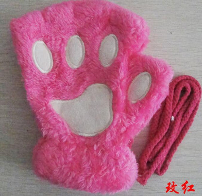 Paw Print Gloves - Cat Claw Winter Fingerless