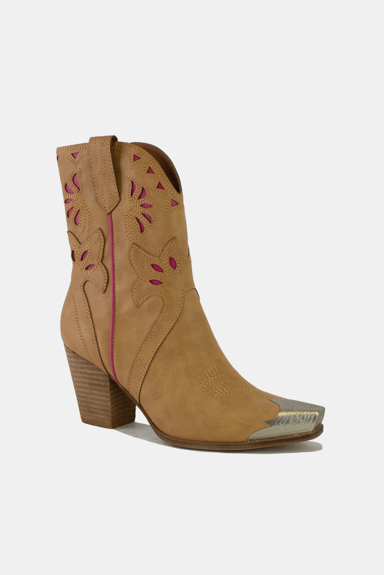 Camel Cut-Out Floral Embroidery Boots