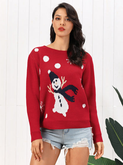 Snowman Round Neck Sweater - Fashions Envy