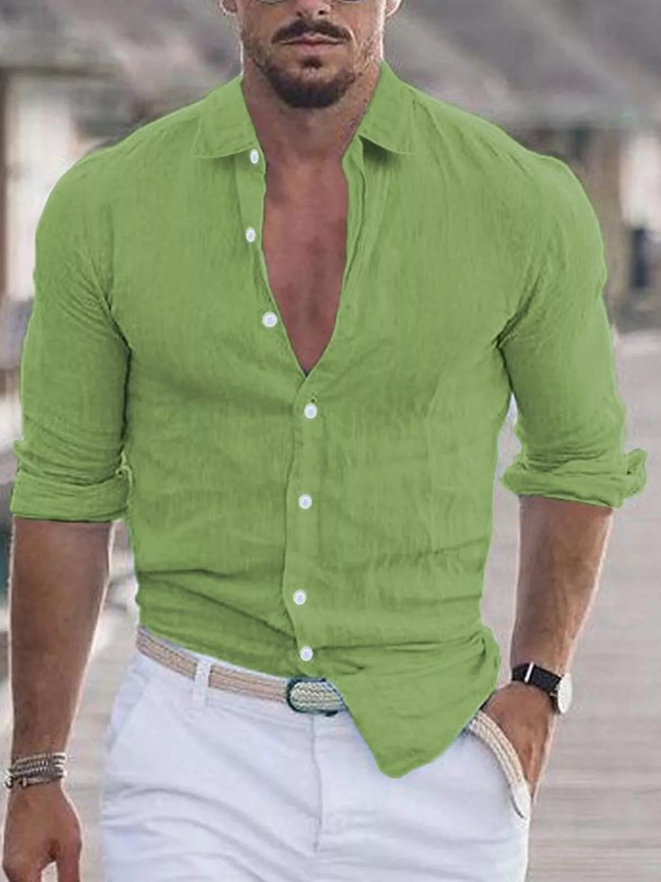 Casual Button-Down Shirt Men - Classic Fit Cotton - Fashions Envy