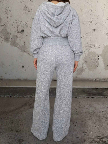 Zip-Up Hoodie & Drawstring Pants - Cozy Lounge Set - Fashions Envy