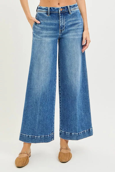 RISEN Wide Leg Jeans - Women's Slouchy Ankle Relaxed - Fashions Envy