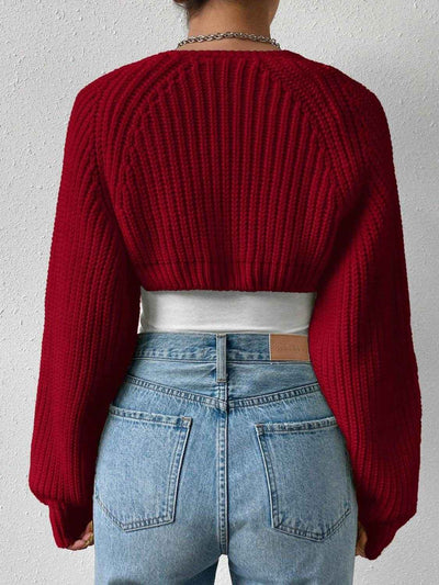 Honey Open Front Long Sleeve Cropped Cardigan