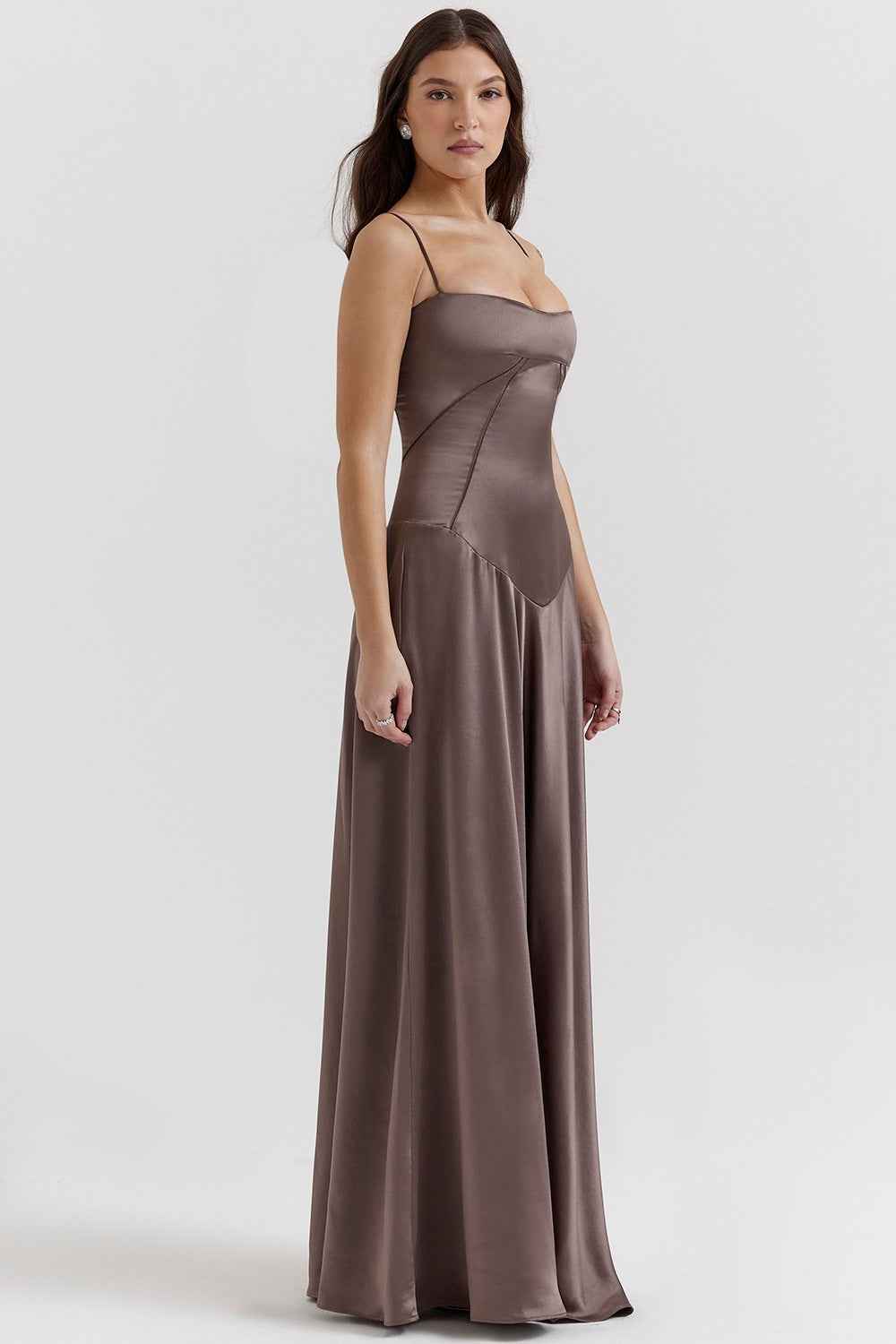 Corset Back Maxi Dress - Spaghetti Strap Slim Fit Camisole Gown