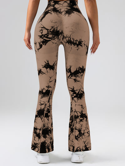 Tie-Dye Flare Yoga Pants - High Waist Tummy Control