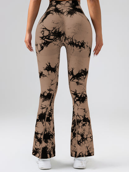 Tie-Dye Flare Yoga Pants - High Waist Tummy Control